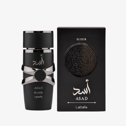 Lattafa Asad Elixir, Asad Elixir EDP, Lattafa perfume for men, Asad Elixir for men, men's Eau de Parfum, men's fragrance, Lattafa men's perfume, 100ml men's perfume, 3.4 oz fragrance